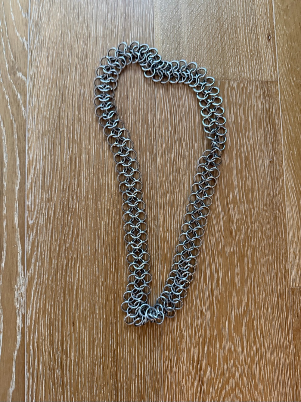 Handwoven Chainmaille Necklace - Silver Tone